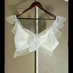 Elegant White Ruffled Lace Crop Top